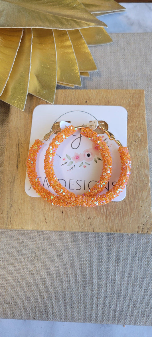 Glitter Hoops in Orange