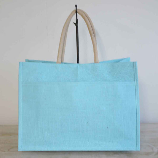 Jute Pocket Tote-Aruba Blue