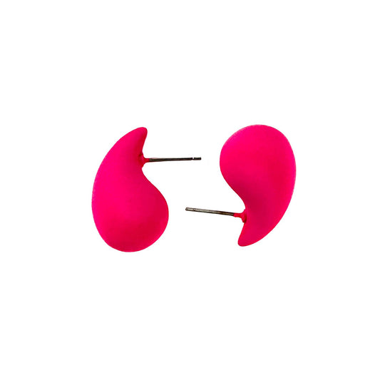 Matte Hot Pink Teardrop Waterdrop Earrings