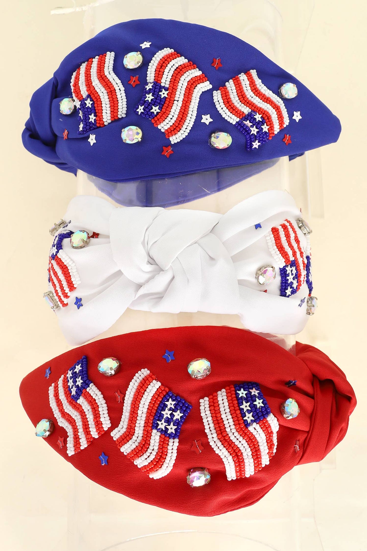 Patriotic USA Flag Jeweled Beaded Headband